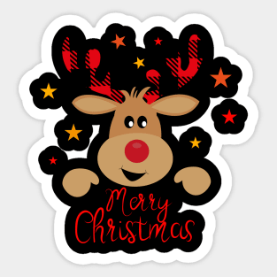 Merry Christmas Happy Deer Sticker